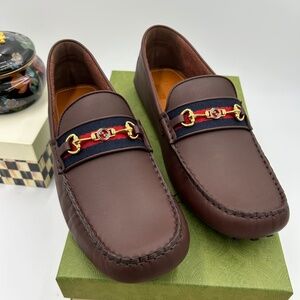 Men’s Gucci interlocking G leather Driver loafers size 14 made in Italy
